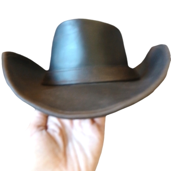Vintage Brown Leather Cowboy Hat size Small - Picture 7 of 13